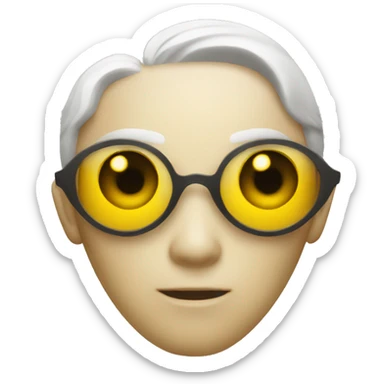 Regular yellow emoji with hunter eyes and long sharp jawline sticker