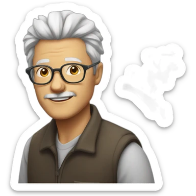 Older man white hair out glasses and without mustache sticker