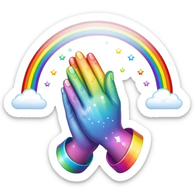 Praying hands rainbow sparkle sticker