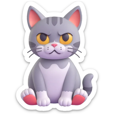 a cartoon cat frowning, paws pressed together downward, very sad and disappointed sticker