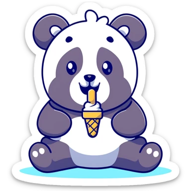 Panda eating ee ice cream sticker
