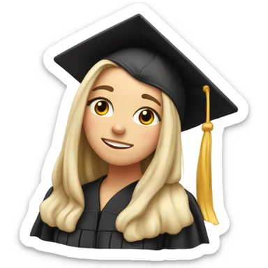 Graduated white girl with crying with a sad smile sticker