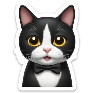 tuxedo cat with quirky face sticker