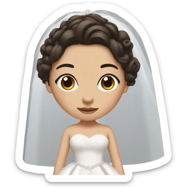 bride with white skin and dark brown hair. With her hair up and big brown eyes. Stand up so you can see your feet sticker