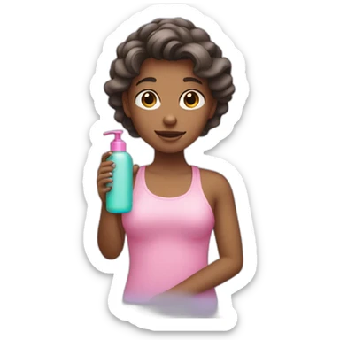 girl with shampoo bottle in her hands sticker