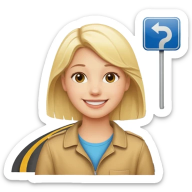 generate an emoji a blond girl next to a roadkerb sticker
