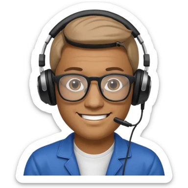 persona dj con audifonos , lentes y nombre FABRI sticker