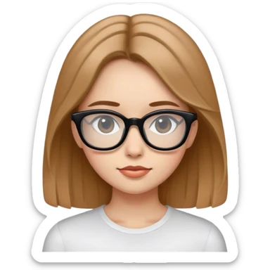 A asthetic light brown hair girl with black glasses sticker