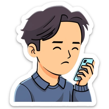 person squinting eyes because can't see phone clearly sticker