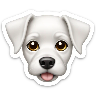 white maltes dog, with black ears and black side aroud the left eye. Brigth brown eyes sticker