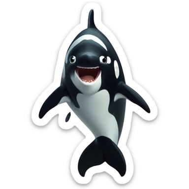 Orca whale face super surprised and excited very expressive cute sticker