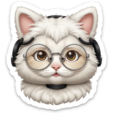 baby Cat with round glasses sticker