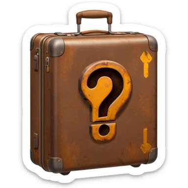 suitcase with a question mark sticker