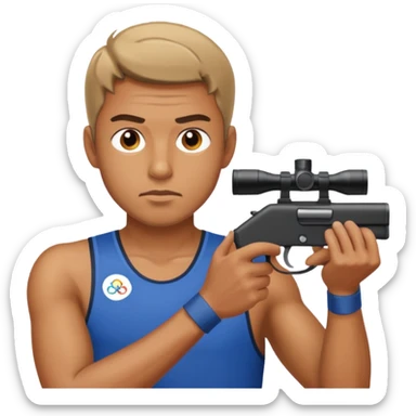 a guy shooting in Olympic  sticker