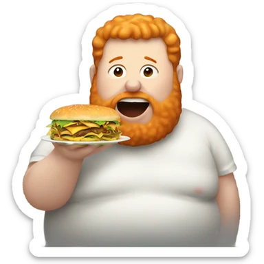 fat ginger man eating a lot of food  sticker