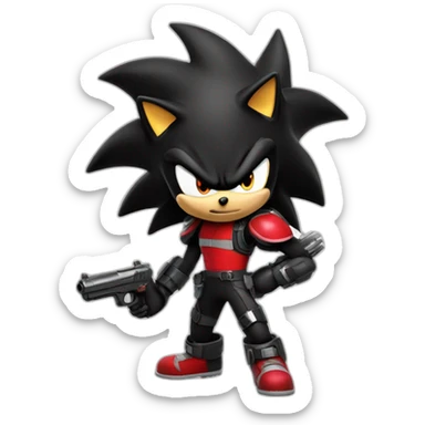 Shadow the hedgehog with a pistol sticker