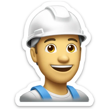 a happy builder with a white helmet sticker