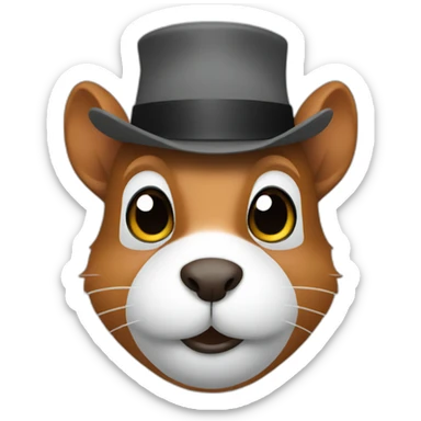 squirrel with hat and facemask sticker