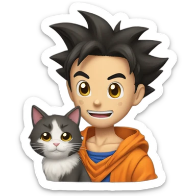 goku whit a cat sticker