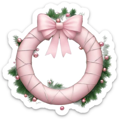 light pink christmas wreath sticker