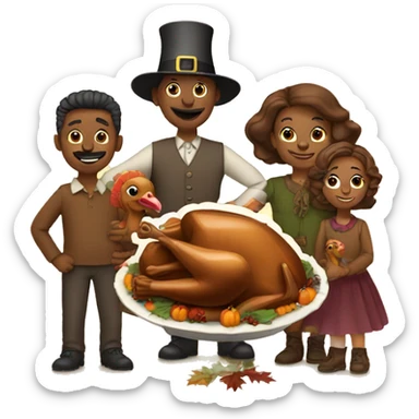 Turkey thanksgiving family sticker