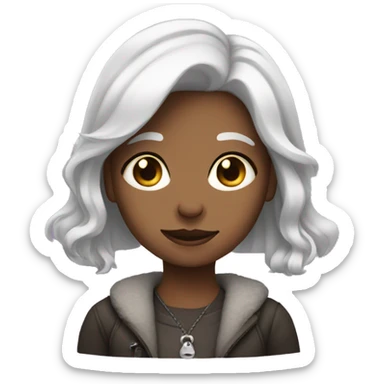 white-haired girl with puppy ears sticker