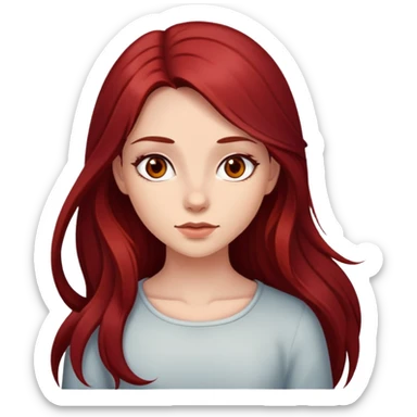a girl with long dark red hair brown eyes  sticker