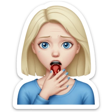 Woman choking herself sticker