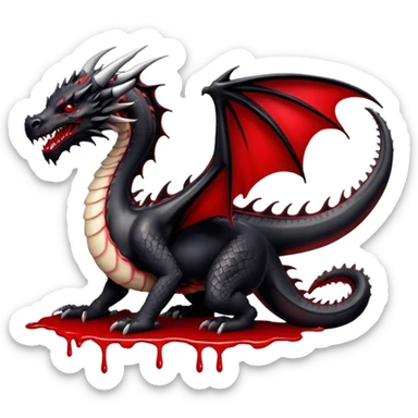 Black dragon with blood drips sticker