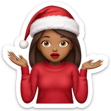 Sassy, cunty, girly Santa emoji with big lips, fake nails, and a sweater, and a santa hat (similar emoji style to uploaded). Yellow emoji. sticker
