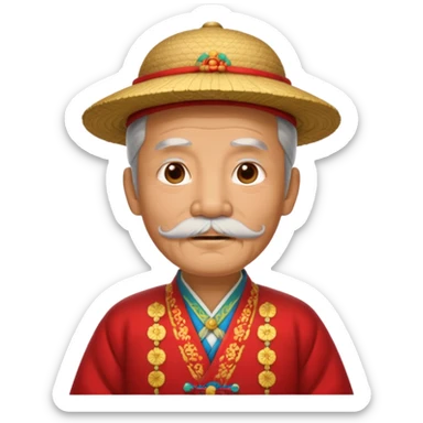 Old Chinese man with full mustache sticker