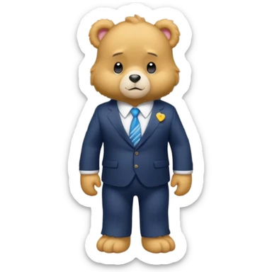 Care bear with a suit sad in the metro sticker