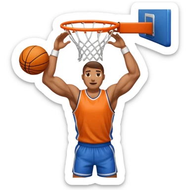 an arm dunking a basketball into a hoop sticker