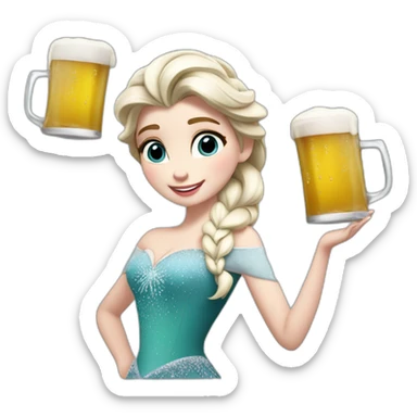 Elsa la reine des neiges qui boit une bière sticker