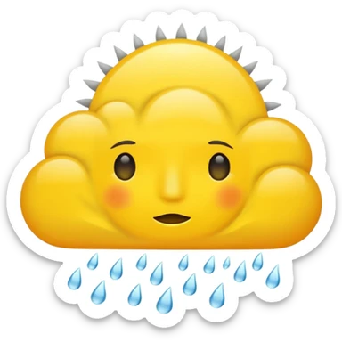 a sun with a large cloud blocking it with rain no face at all sticker