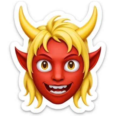 😈 emoji but red with yellow horns sticker