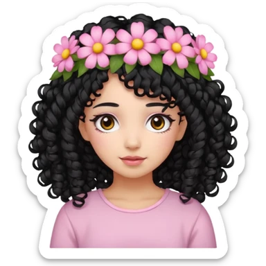 Zumbi menina de cabelo cacheado baixo preto e rosa sticker