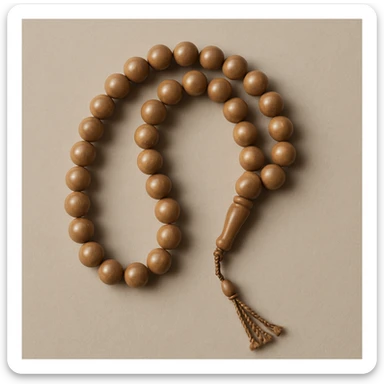 prayer beads, classic, smooth beads, subtle shine, neutral background sticker