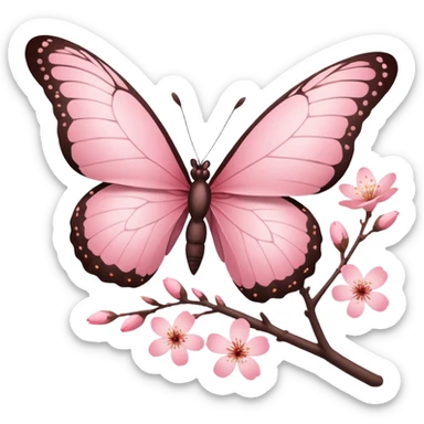 sakura branch with a butterfly sticker