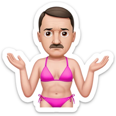 Adolf Hitler in a pink bikini with a strap on forehead sticker