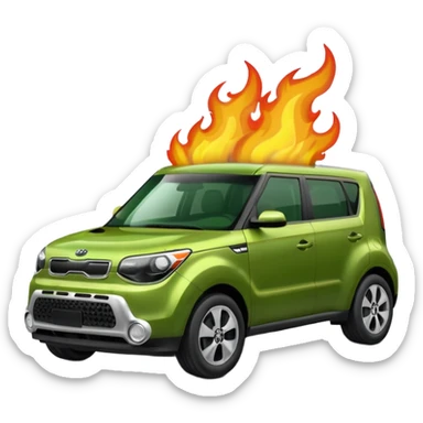 green kia soul on fire sticker