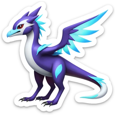 Colorful scaly flurry black dark shiny bioluminescent translucent luminescent neon pastel bright pale Latias-Sergal-Vernid-Silvally-Renamon-Zeraora-Bastet-Fakémon-hybrid-fusion-creature, full body sticker