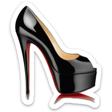 One Louboutin Black patent Leather Lady Peep Toe Platform sticker