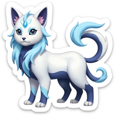 Shiny Glossy Pastel Light Divine Feline Beautiful Floral Snowy Pretty Absol-Amaura-Suicune-Cobalion-fusion, full body sticker
