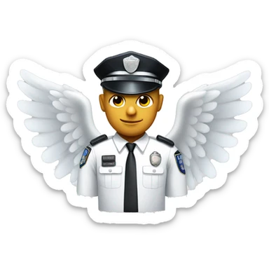 A White Police man with ANGEL WINGS sticker