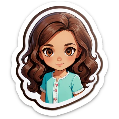 Girl with wavy haif and Brown eyes sticker