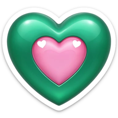 emerald heart with one mini pink heart inside of it  sticker