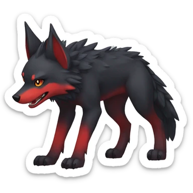 Cute cool black red nargacuga-wolf animal hybrid Fakemon full body sticker