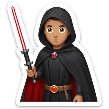 Man in a black cloak holding a red laser sword sticker