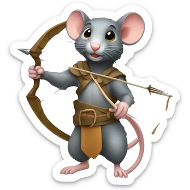 rat holding bow and arrow sticker